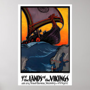 See the Land of the Vikings Vintage Travel Poster