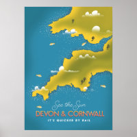 See the Sun - Devon & Cornwall travel poster.