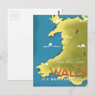 See the Sun Wales travel poster. Postcard