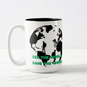 See the World Save the World Cycling Hiking Two-Tone Coffee Mug