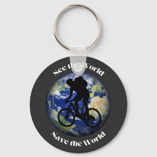 See the World Save the World Eco Cycling Earth Keychain