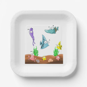 SEE WHAT'S UNDER SEA PAPER PLATE