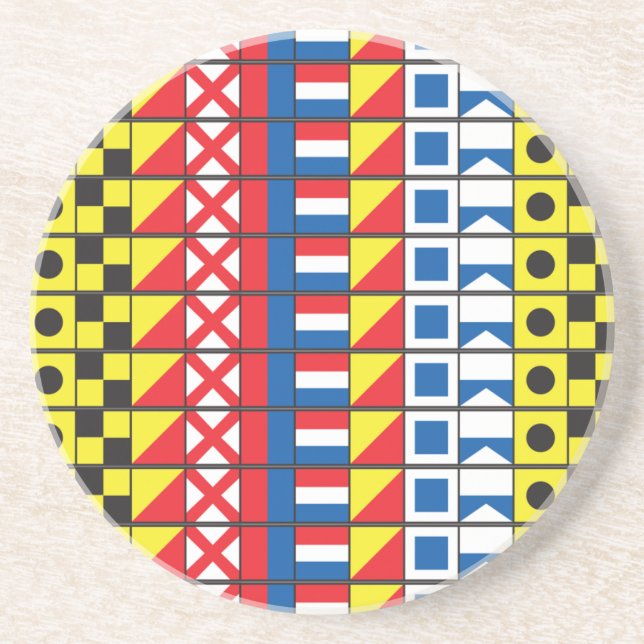 See Worthy_Signal Flags pattern_I Love to sail Coaster (Front)