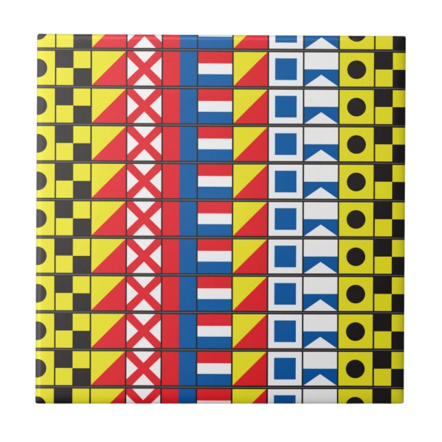 See Worthy_Signal Flags pattern_I Love to sail Tile (Front)