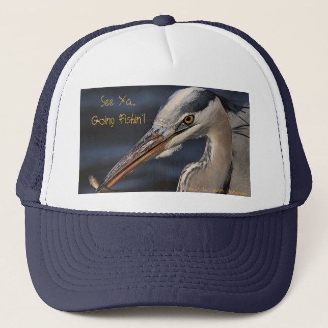 See Ya... Going Fishin' Heron Hat By Angel Cher's (Front)