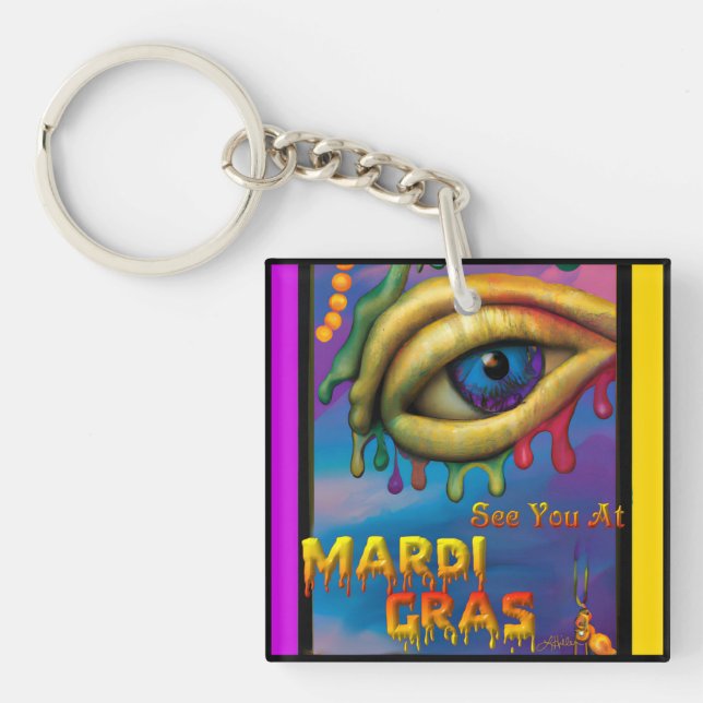 See You At Mardi Gras Eye Keychain (Front)