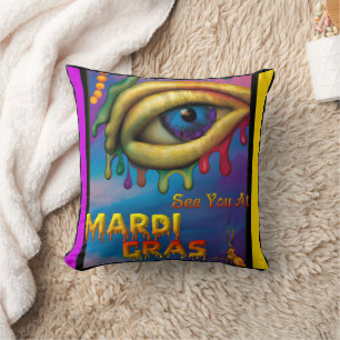 See You At Mardi Gras Eye Throw Pillow