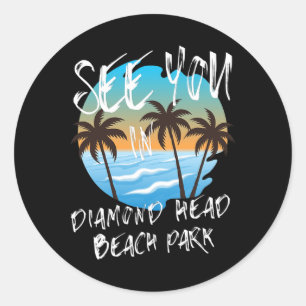 See You Diamond-head-beach-park Retro Vintage Oahu Classic Round Sticker