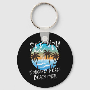 See You Diamond-head-beach-park Retro Vintage Oahu Keychain