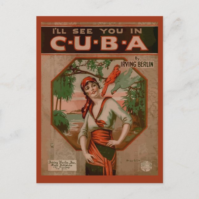 See you in Cuba, retro sheet music cover Postcard (Front)