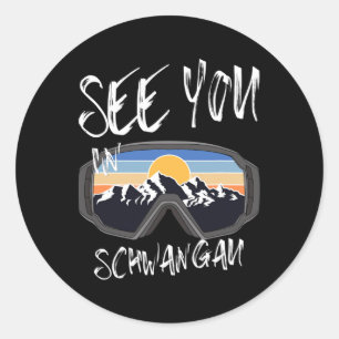 See You In Schwangau Germany Vacation Ski Goggles  Classic Round Sticker