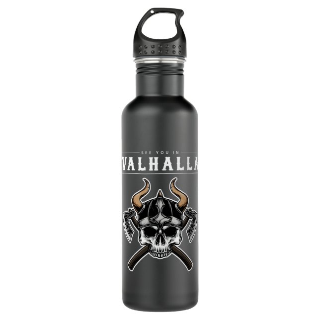 See You In Valhalla Vikings Nordic 710 Ml Water Bottle (Front)