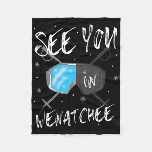 See You In Wenatchee Usa Vacation Ski Goggles Fleece Blanket
