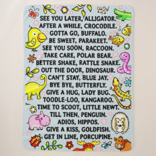 See You Later Alligator Fun Animal Goodbye Poem Sherpa Blanket