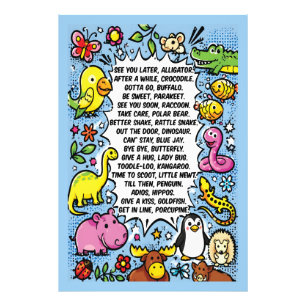 See You Later Alligator Rhyme Poster – Cute Animal