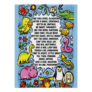See You Later Alligator Rhyme Poster – Cute Animal