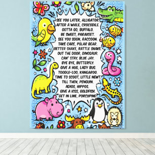 See You Later Alligator Rhyme Poster – Cute Animal Canvas Print