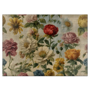 Seed Catalogue Flowers over Script Cutting Board