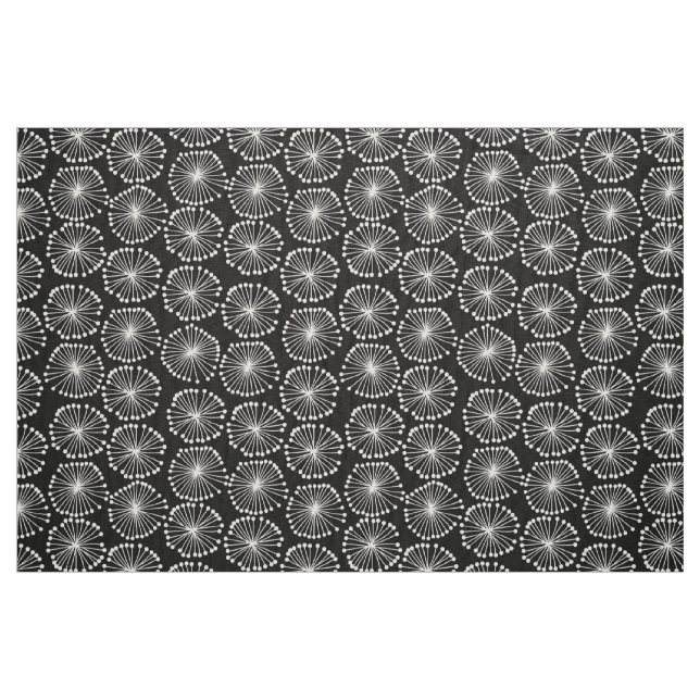 Seed Heads - White on Black Fabric (Fat Quarter)