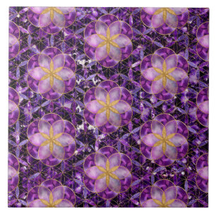 Seed of life in Flower of Life Pattern - Anethyst Tile