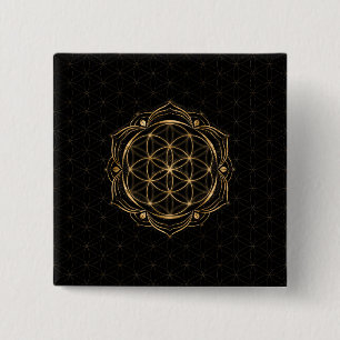 Seed of life in Lotus - Sacred Geometry 2 Inch Square Button