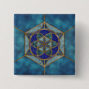 Seed of life Mosaic Ornament 2 Inch Square Button