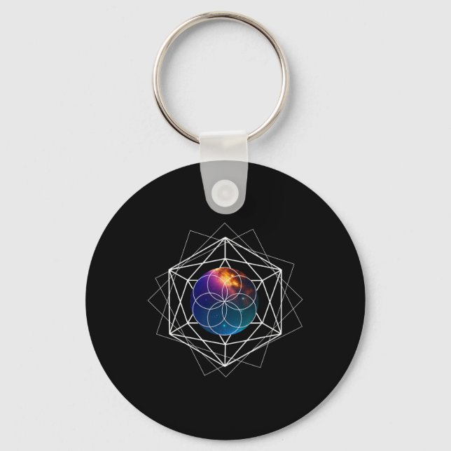 Seed Of Life Sacred Geometry Galaxy Metaphysical Y Keychain (Front)