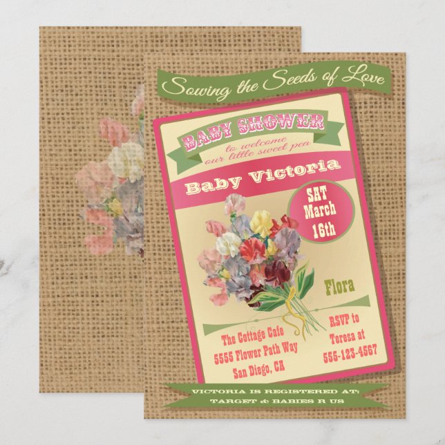 Seed Packet Baby Shower Invitations (Front/Back)