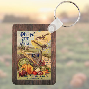 Seed Packet Catalogue Farming Vintage Vegetable Keychain