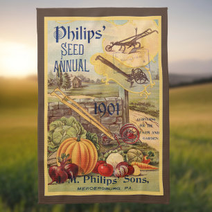 Seed Packet Catalogue Vegetable Farm Brown Vintage Kitchen Towel