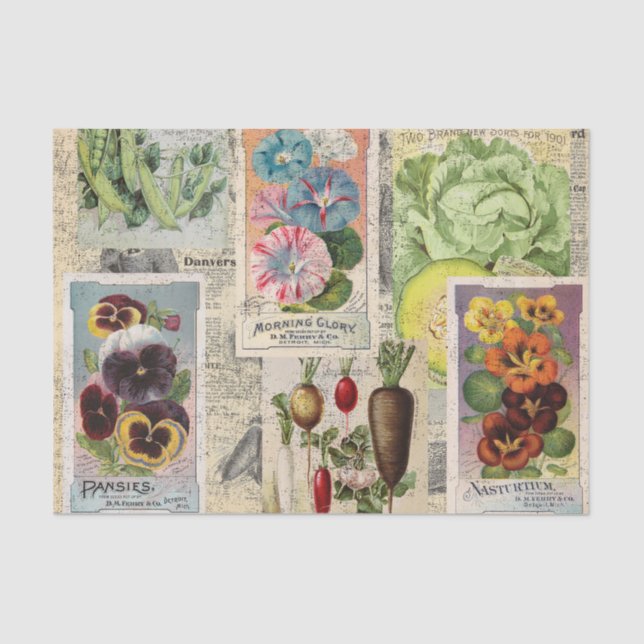 Seed Packet Collage Tissue Paper (Front)