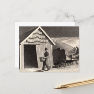 Seed Time and Harvest by Grant Wood Holiday Postcard