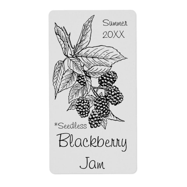 Seedless Blackberry Jam Jar Label (Customize) (Front)