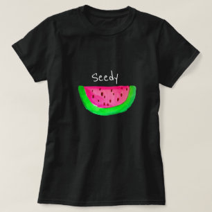 Seedy slogan fruit pun pink pop art watermelon T-Shirt