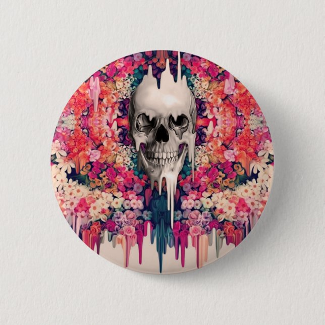 Seeing Colour Melting Sugar Skull 2 Inch Round Button (Front)