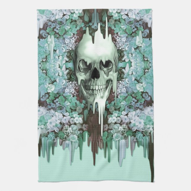Seeing Colour Melting Sugar Skull Kitchen Towel (Vertical)