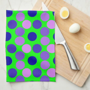 Seeing Dots Purple Green Kitchen Towel