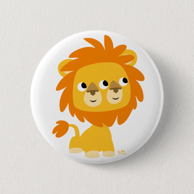 Seeing Double Cute Cartoon Lion Button Badge (Front)