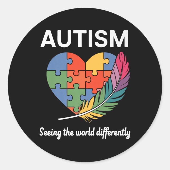 Seeing The World Differently Autism Awareness Infi Classic Round Sticker (Front)