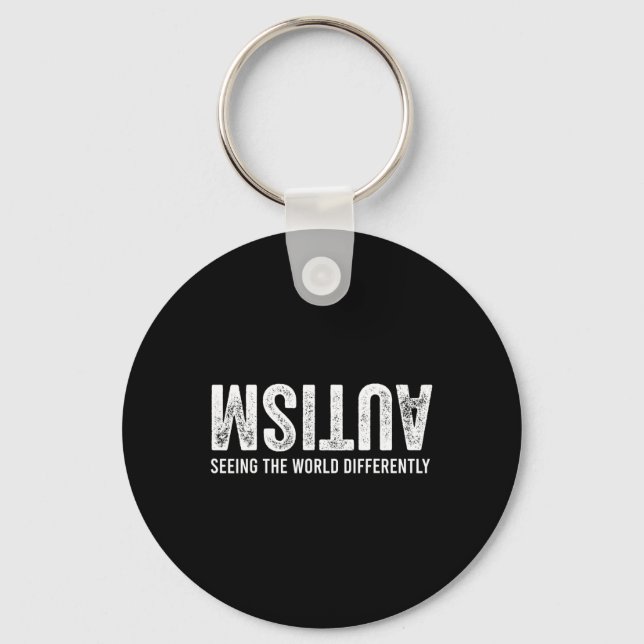 Seeing The World Differently Autism Awareness Men  Keychain (Front)