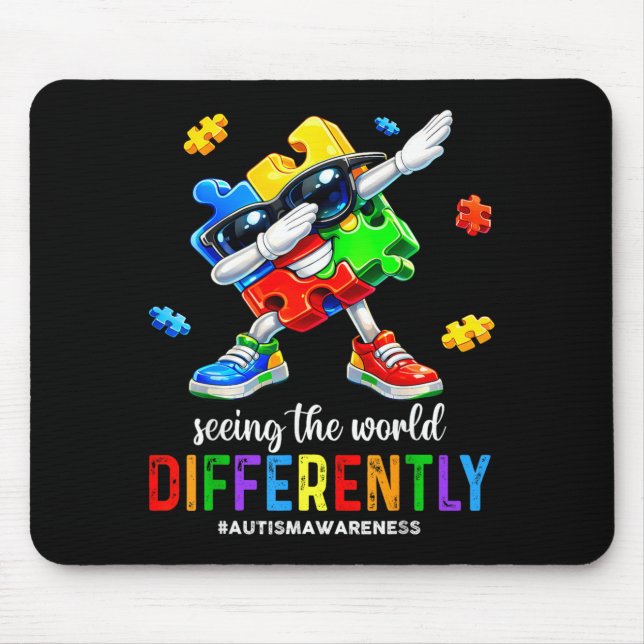Seeing The World Differently Autism Awareness Mouse Pad (Front)