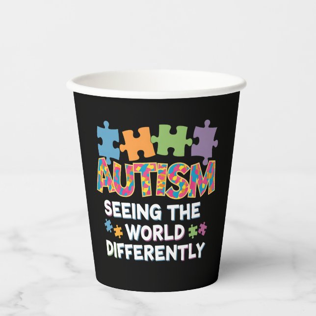 Seeing the World Differently Autism Awareness Paper Cups (Front)