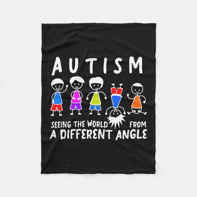 Seeing The World From A Different Angle Autism Awa Fleece Blanket (Front)