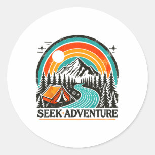 Seek Adventure Graphic Explore The Outdoors And Ca Classic Round Sticker