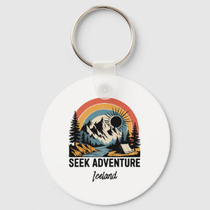 Seek Adventure Outdoor Iceland Vacation Keychain