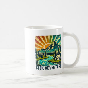 Seek Adventure Vintage Mountain Camping Hikers Tre Coffee Mug