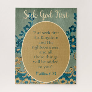 Seek God First Floral Background Jigsaw Puzzle