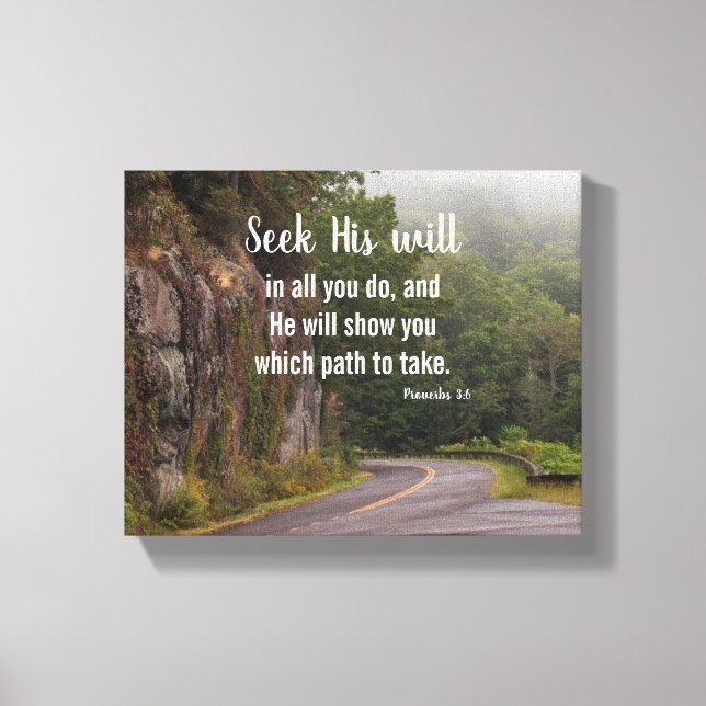 Seek His Will Proverbs 3:6 Scenic Path Canvas Print (Front)