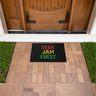 Seek Jah First Rastafarian Reggae Rasta Colors Doormat