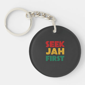 Seek Jah First Rastafarian Reggae Rasta Colors Keychain